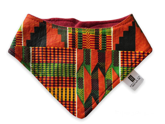 kente bandana baby bib. Keywords include: african print baby bib, ankara print baby bib, handmade baby bib, best baby shower gift  