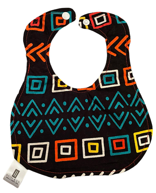 Graffiti mud cloth bib